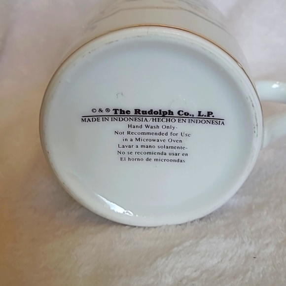 Rudolph Co  Red Nose Reindeer White Ceramic Gold Details Mug - Picture 5 of 5